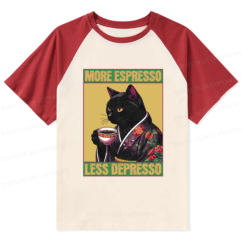 Tokyo-Tiger Up Caffeine Down Depression Raglan T-shirt