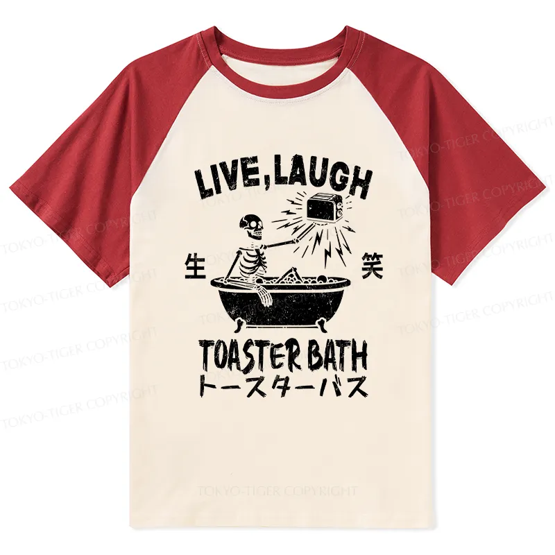 Tokyo-Tiger Funny Electric Shock Skeleton Raglan T-shirt