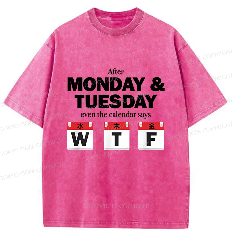 Tokyo-Tiger Days After Monday And Tuesday Washed T-Shirt