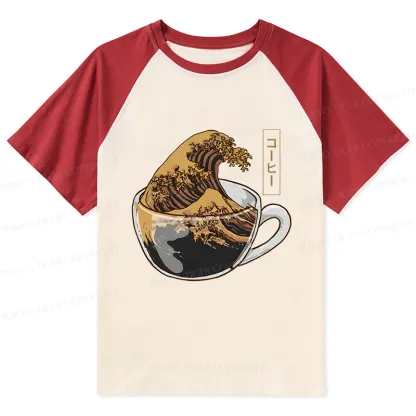 Tokyo-Tiger Coffee Wave Raglan T-shirt
