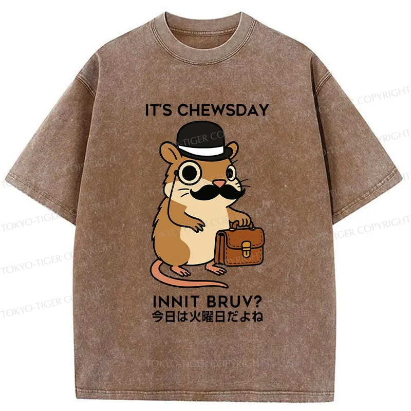Tokyo-Tiger It's Chewsday Innit Bruv Washed T-Shirt