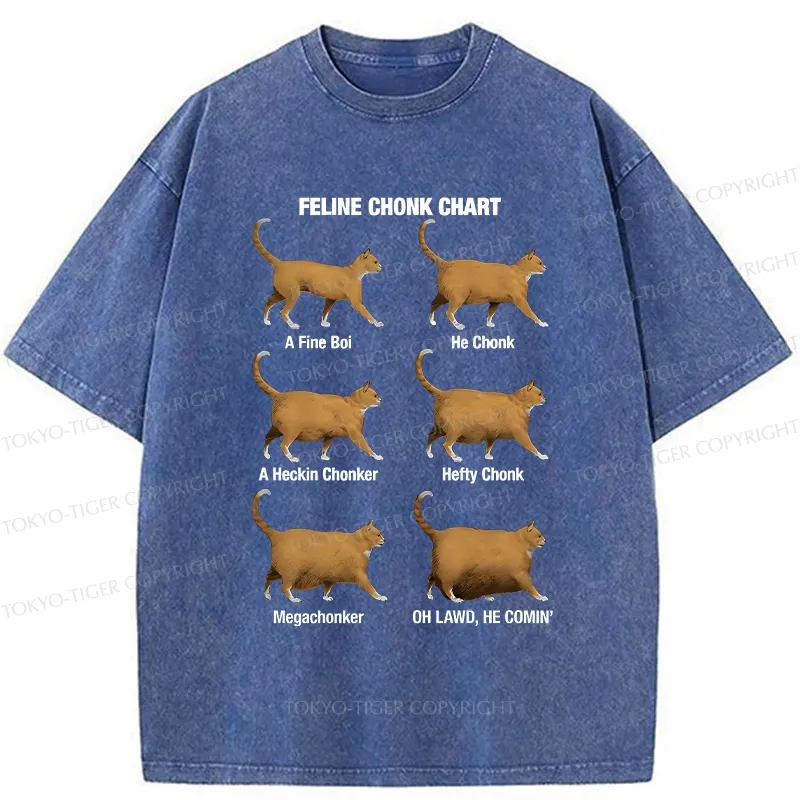 Tokyo-Tiger Feline Chonk Chart Washed T-Shirt
