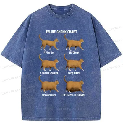 Tokyo-Tiger Feline Chonk Chart Washed T-Shirt