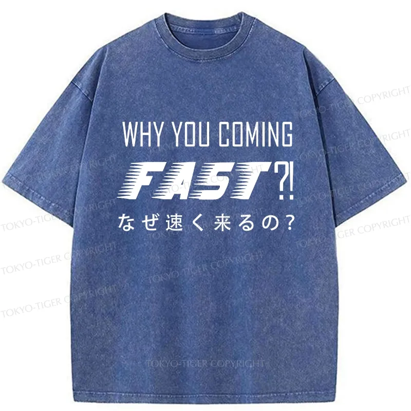 Tokyo-Tiger Funny Coming Fast Washed T-Shirt