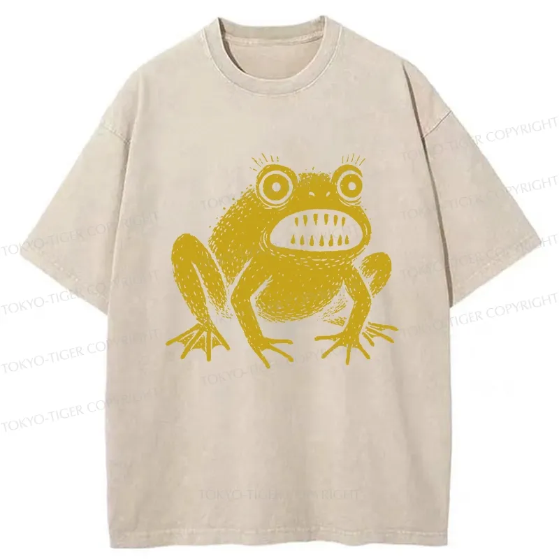 Tokyo-Tiger Horrible Japanese Frog Washed T-Shirt