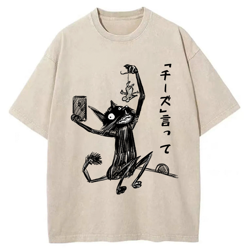 Tokyo-Tiger Say "Cheese" Washed T-Shirt