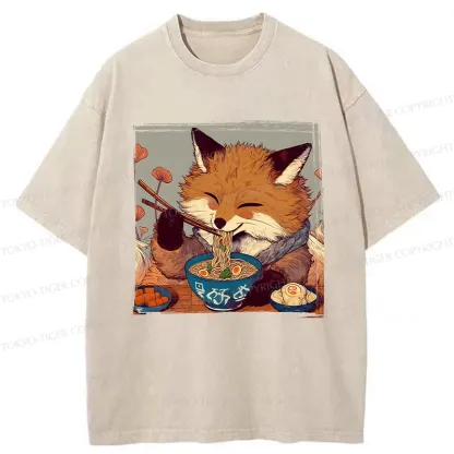 Tokyo-Tiger Ramen Lover Fox Washed T-Shirt