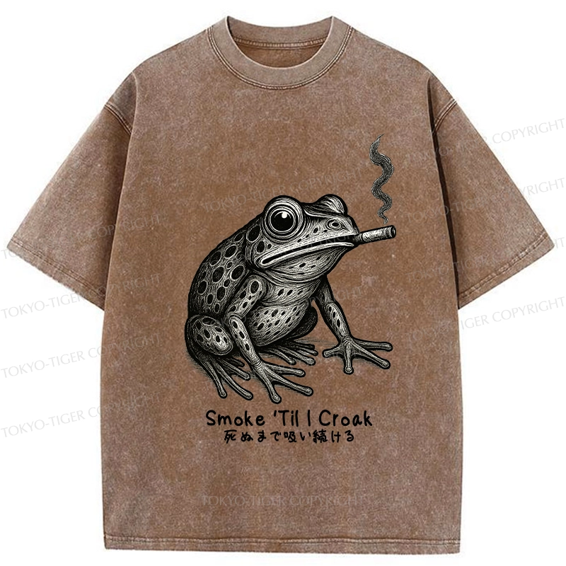 Tokyo-Tiger Funny Smoke 'Til I Croak Washed T-Shirt
