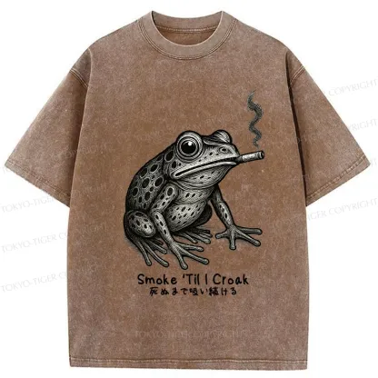 Tokyo-Tiger Funny Smoke 'Til I Croak Washed T-Shirt
