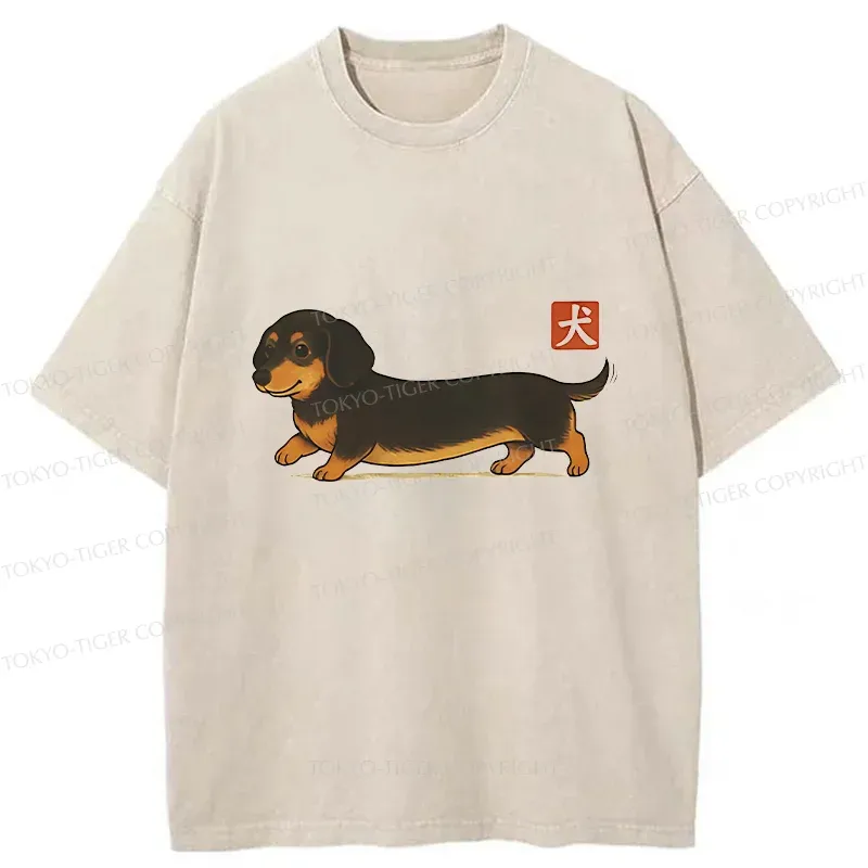 Tokyo-Tiger Japan Dachshund Washed T-Shirt
