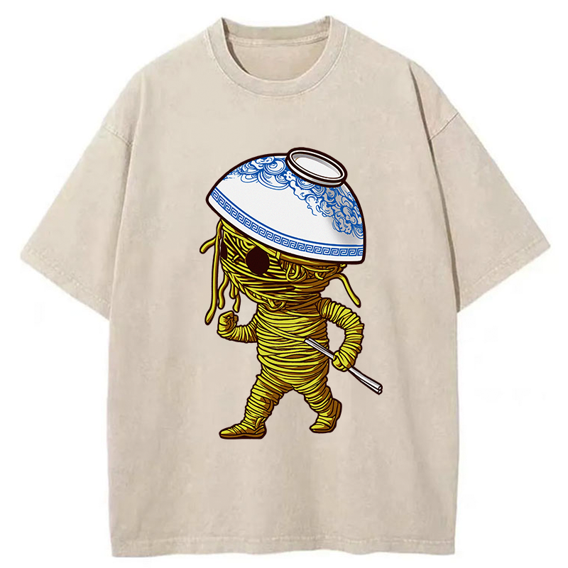 Tokyo-Tiger Walking Ramen Man Washed T-Shirt