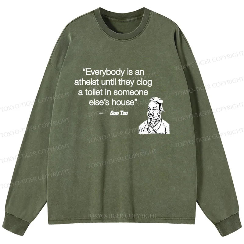 Tokyo-Tiger Funny Sun Tzu Saying Washed Long Sleeve T-Shirt