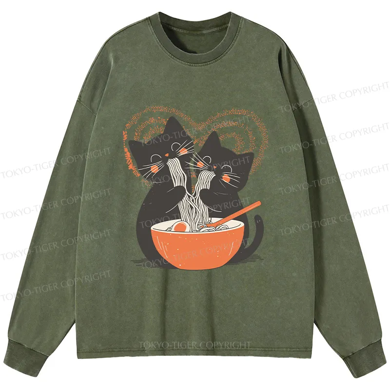 Tokyo-Tiger Let's Eat Ramen Together Washed Long Sleeve T-Shirt