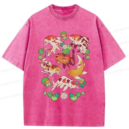 Tokyo-Tiger Retro Koi Group Washed T-Shirt