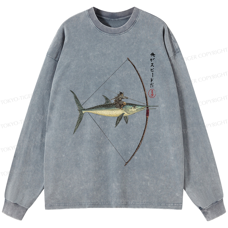 Tokyo-Tiger I Am Speed Washed Long Sleeve T-Shirt