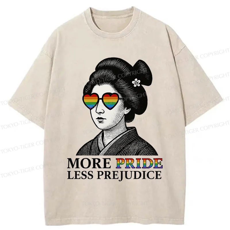 Tokyo-Tiger Geisha Wearing Sunglasses Washed T-Shirt