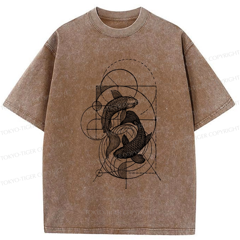 Tokyo-Tiger The Harmony Of Geometry And Koi Washed T-Shirt