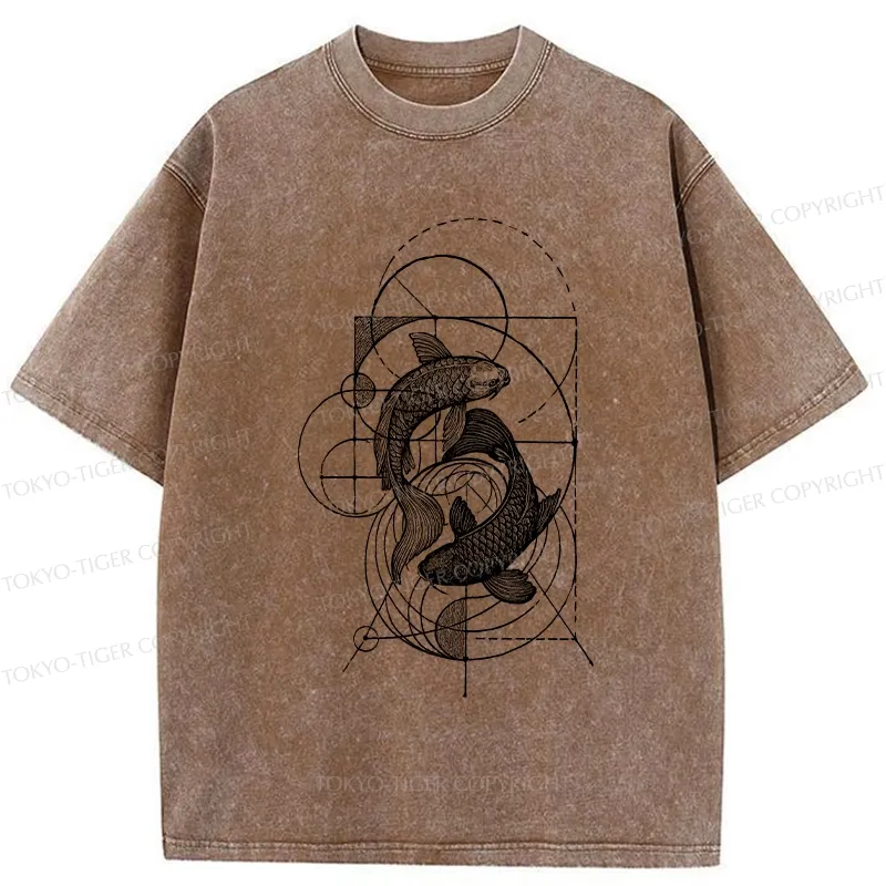 Tokyo-Tiger The Harmony Of Geometry And Koi Washed T-Shirt