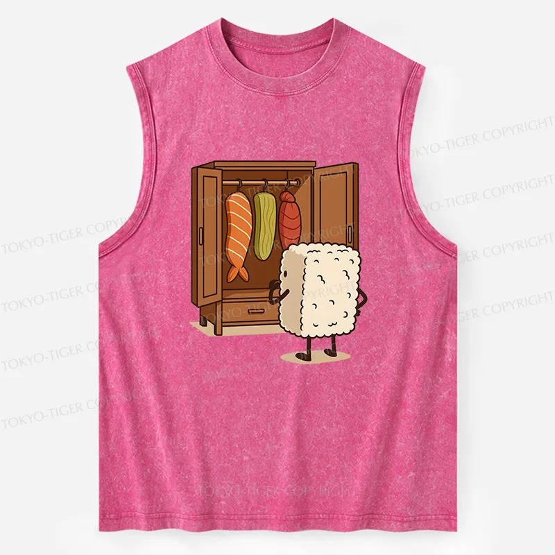 Tokyo-Tiger Sushi Pick Out Clothes Washed Tank