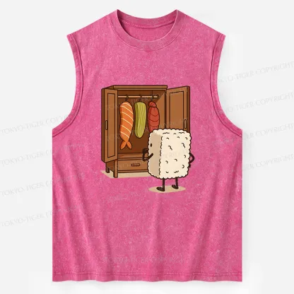 Tokyo-Tiger Sushi Pick Out Clothes Washed Tank