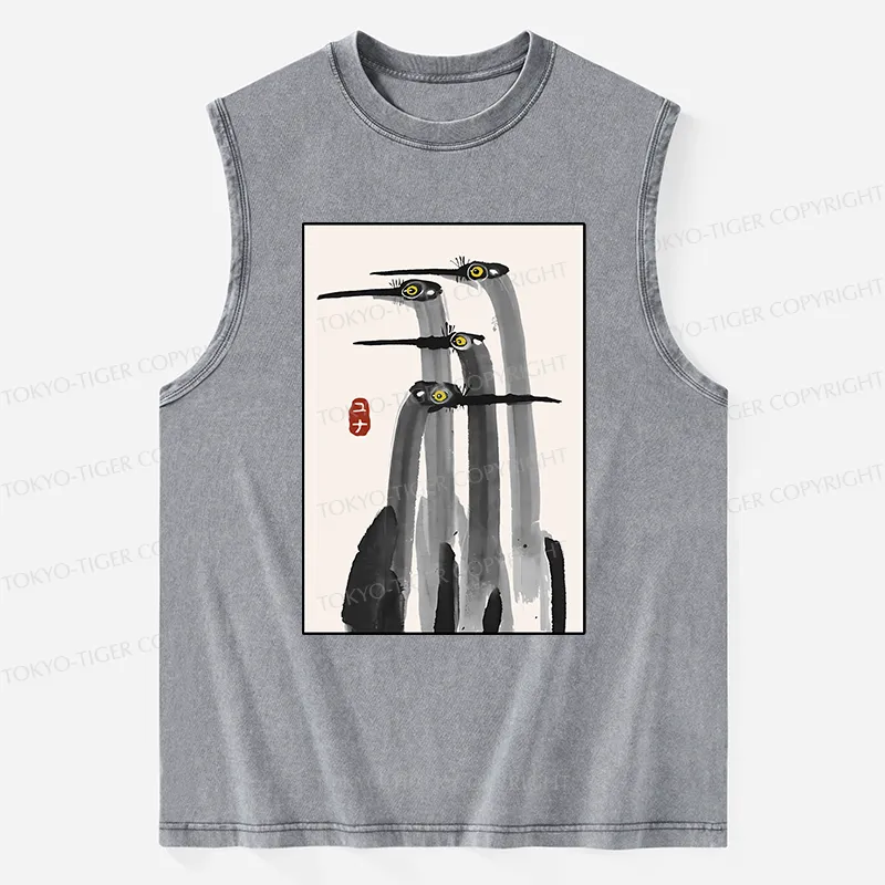 Tokyo-Tiger Japanese Crane Poster Washed Tank