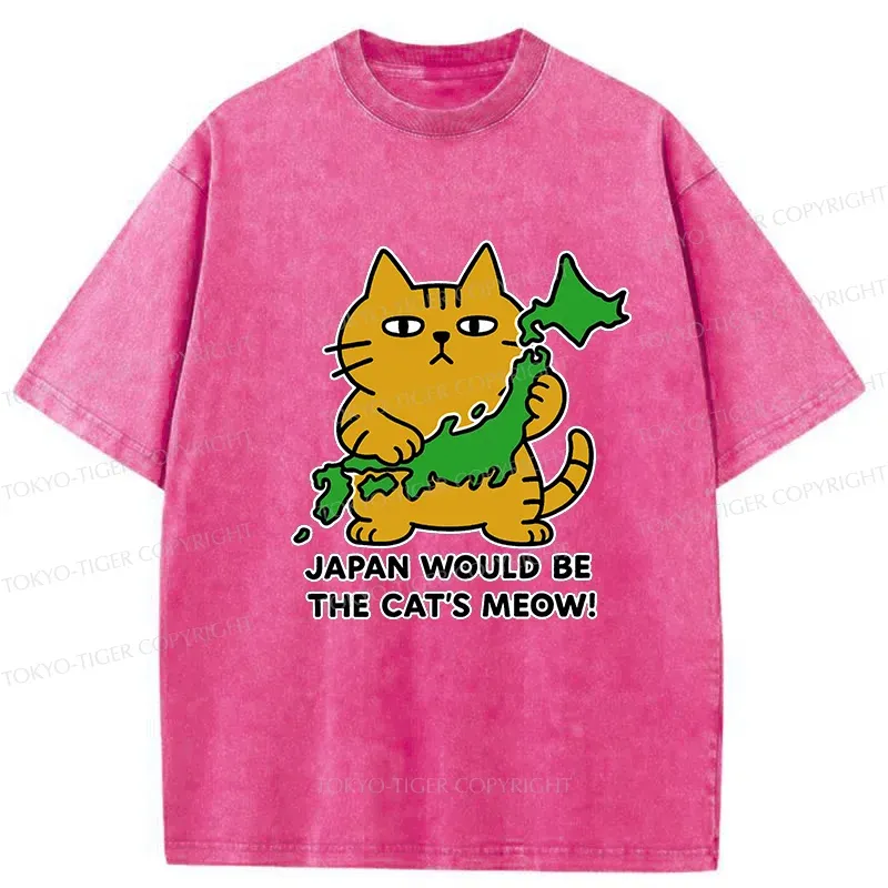 Tokyo-Tiger Japan Is A Cat's World Washed T-Shirt