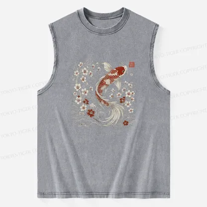 Tokyo-Tiger Vintage Sakura And Koi Washed Tank
