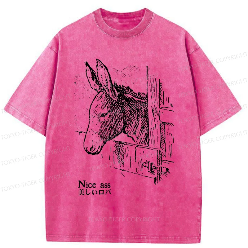 Tokyo-Tiger Funny Donkey Ass Washed T-Shirt