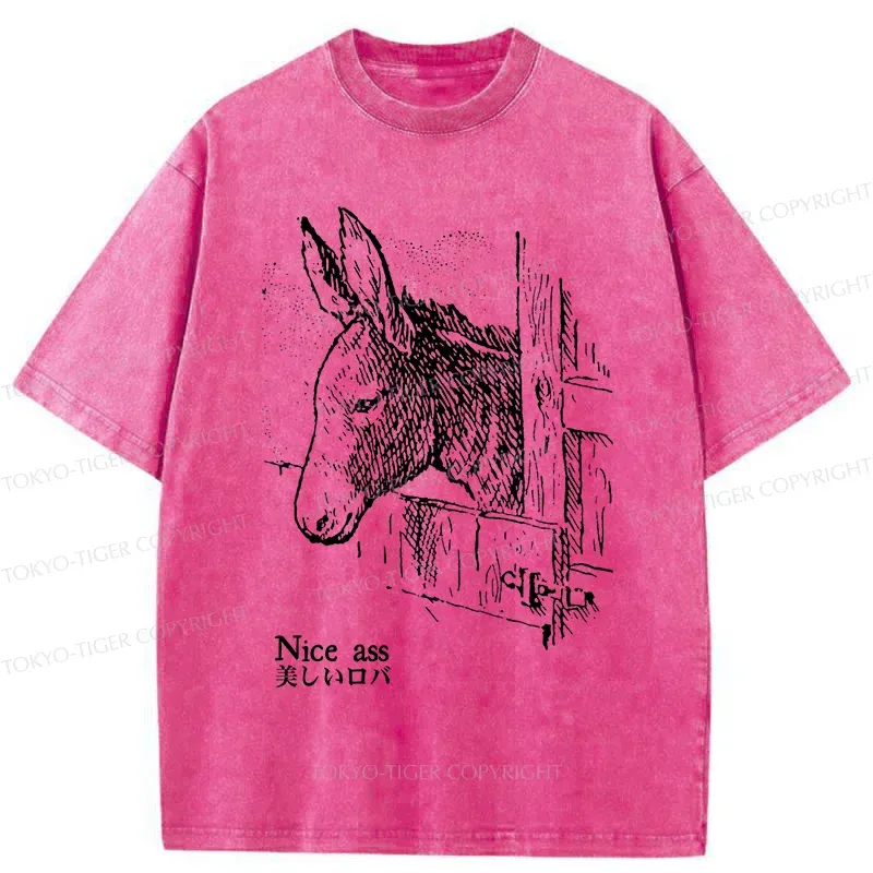 Tokyo-Tiger Funny Donkey Ass Washed T-Shirt