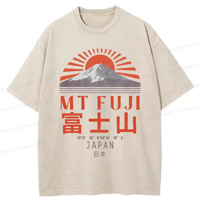 Tokyo-Tiger Retro Mount Fuji Washed T-Shirt