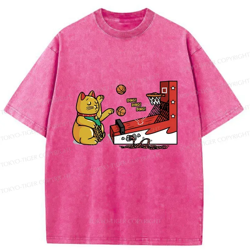 Tokyo-Tiger Lucky Cat Shooting Washed T-Shirt