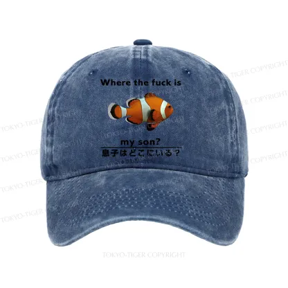 Tokyo-Tiger Fish Looking For Son Washed Cap