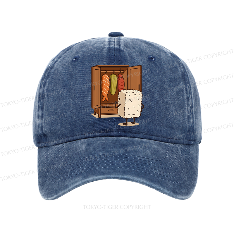 Tokyo-Tiger Sushi Pick Out Clothes Washed Cap