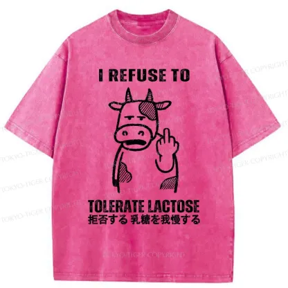 Tokyo-Tiger Intolerance To Lactose Washed T-Shirt