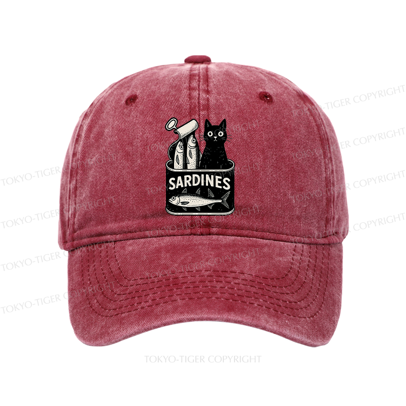 Tokyo-Tiger Cat And Canned Fish Washed Cap