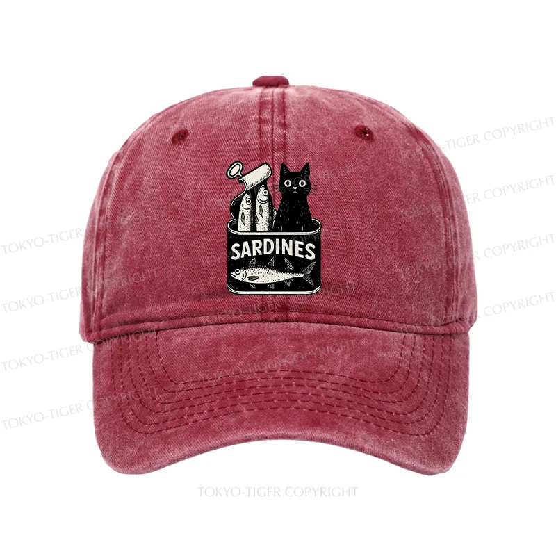 Tokyo-Tiger Cat And Canned Fish Washed Cap