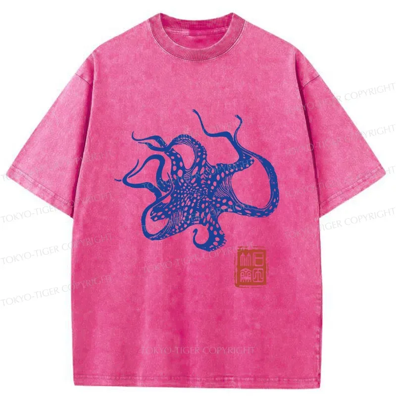 Tokyo-Tiger Deep Sea Octopus Washed T-Shirt