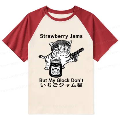 Tokyo-Tiger Strawberry Jam Cat Raglan T-shirt