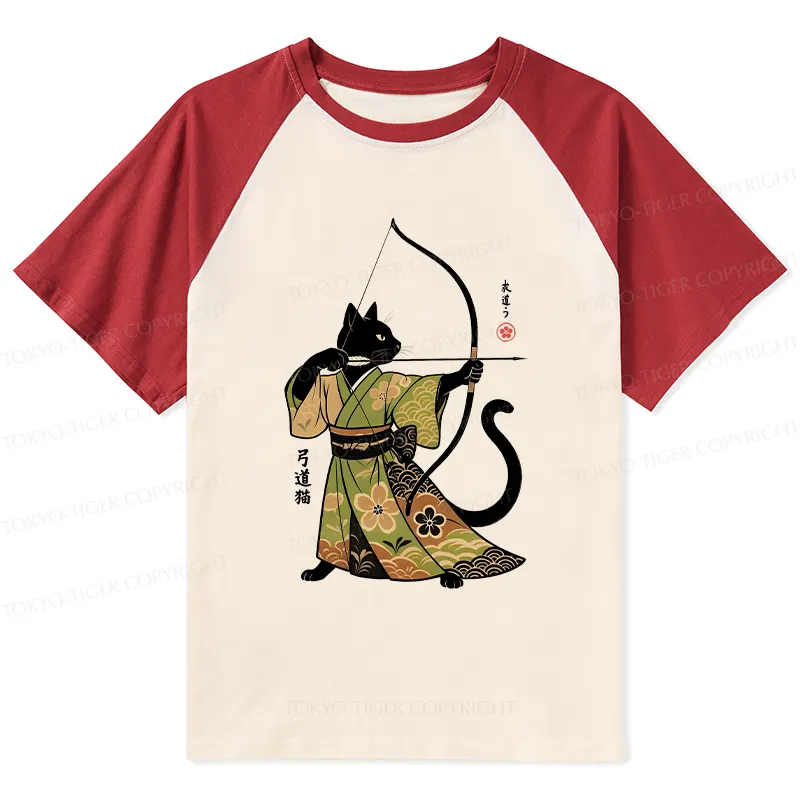 Tokyo-Tiger Japan Cat Archery Raglan T-shirt