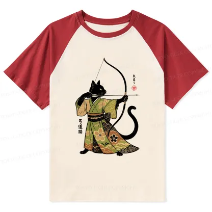 Tokyo-Tiger Japan Cat Archery Raglan T-shirt