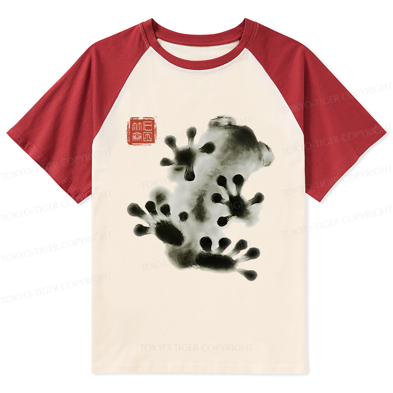 Tokyo-Tiger Ink Painting Frog Raglan T-shirt