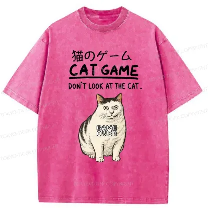 Tokyo-Tiger Don't Watch The Cat Challenge Washed T-Shirt