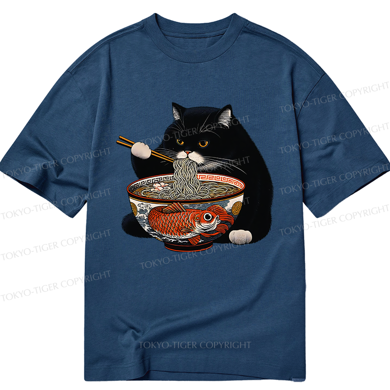Tokyo-Tiger Fat Cat Eating Ramen Classic T-Shirt