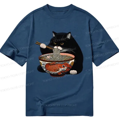 Tokyo-Tiger Fat Cat Eating Ramen Classic T-Shirt