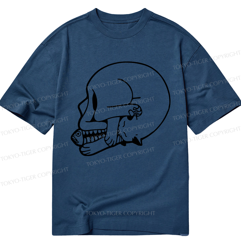 Tokyo-Tiger Funny Cat Eating Fish Classic T-Shirt