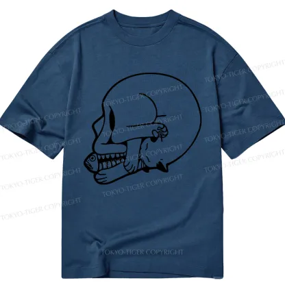 Tokyo-Tiger Funny Cat Eating Fish Classic T-Shirt