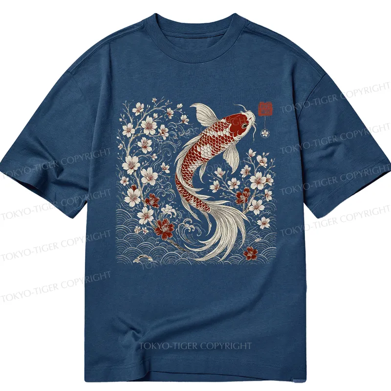 Tokyo-Tiger Vintage Sakura And Koi Classic T-Shirt