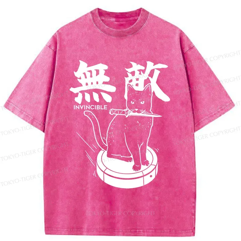 Tokyo-Tiger Invincible Cat Washed T-Shirt