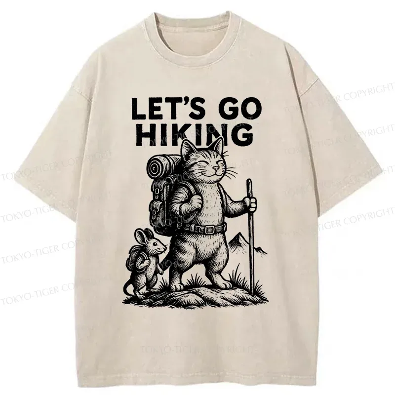 Tokyo-Tiger Cat And Mouse Go Hiking Washed T-Shirt
