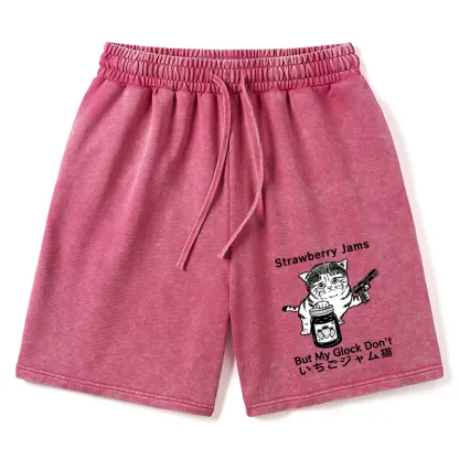 Tokyo-Tiger Strawberry Jam Cat Washed Shorts